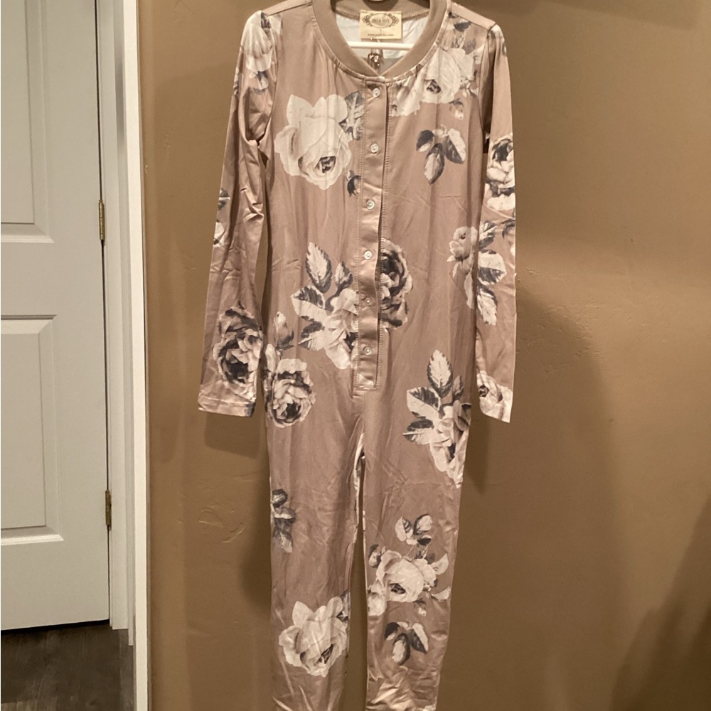 Joyfolie Floral Kids Pajamas - Tan and White